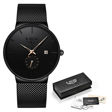 LIGE Fashion Watches Casual Waterproof Quartz Clock