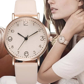 Top Fashion Style Luxury Women Leather Band Analog