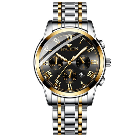 Brand Men Watches Quartz Silver-gold Stainless