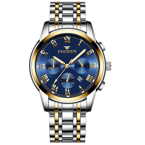 Brand Men Watches Quartz Silver-gold Stainless