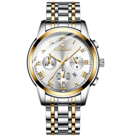 Brand Men Watches Quartz Silver-gold Stainless