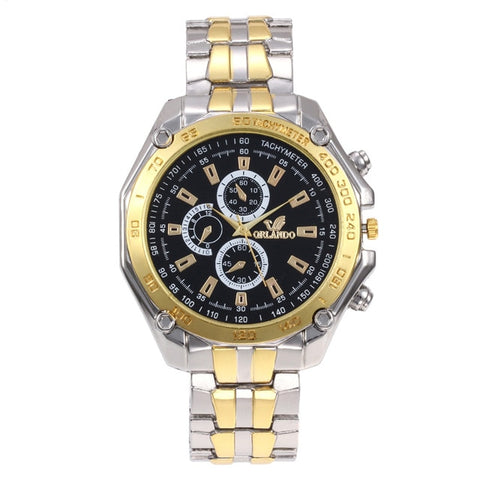 Brand Men Watches Quartz Silver-gold Stainless